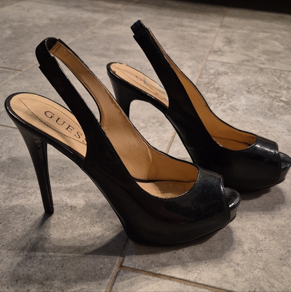 Guess Black Slingback Heels